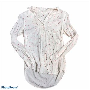 🌻Beachlunchlounge White & Red Hearts Button Down